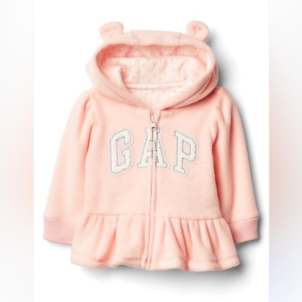 GAP Toddler Girls Light Pink Ruffled Peplum Hoodie sweatshirt